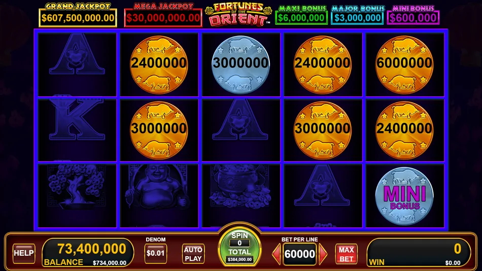 Silver coin revealing the Mega Jackpot during the Bull Blitz Feature
